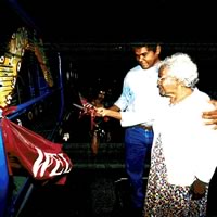 Cutting the ribbon
