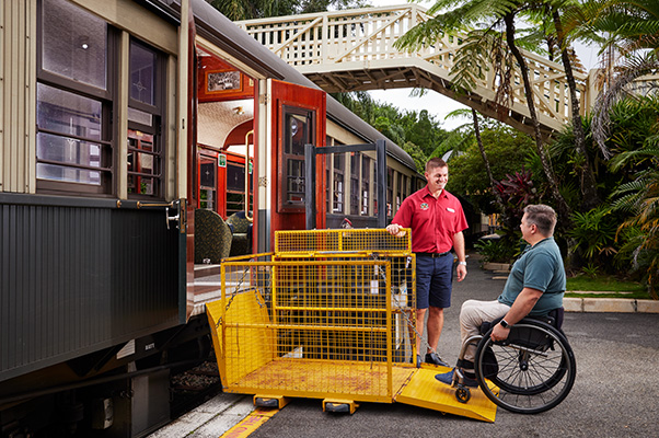 Boarding with the hydraulic lift – wheelchair.