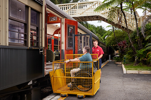 Boarding with the hydraulic lift – wheelchair.